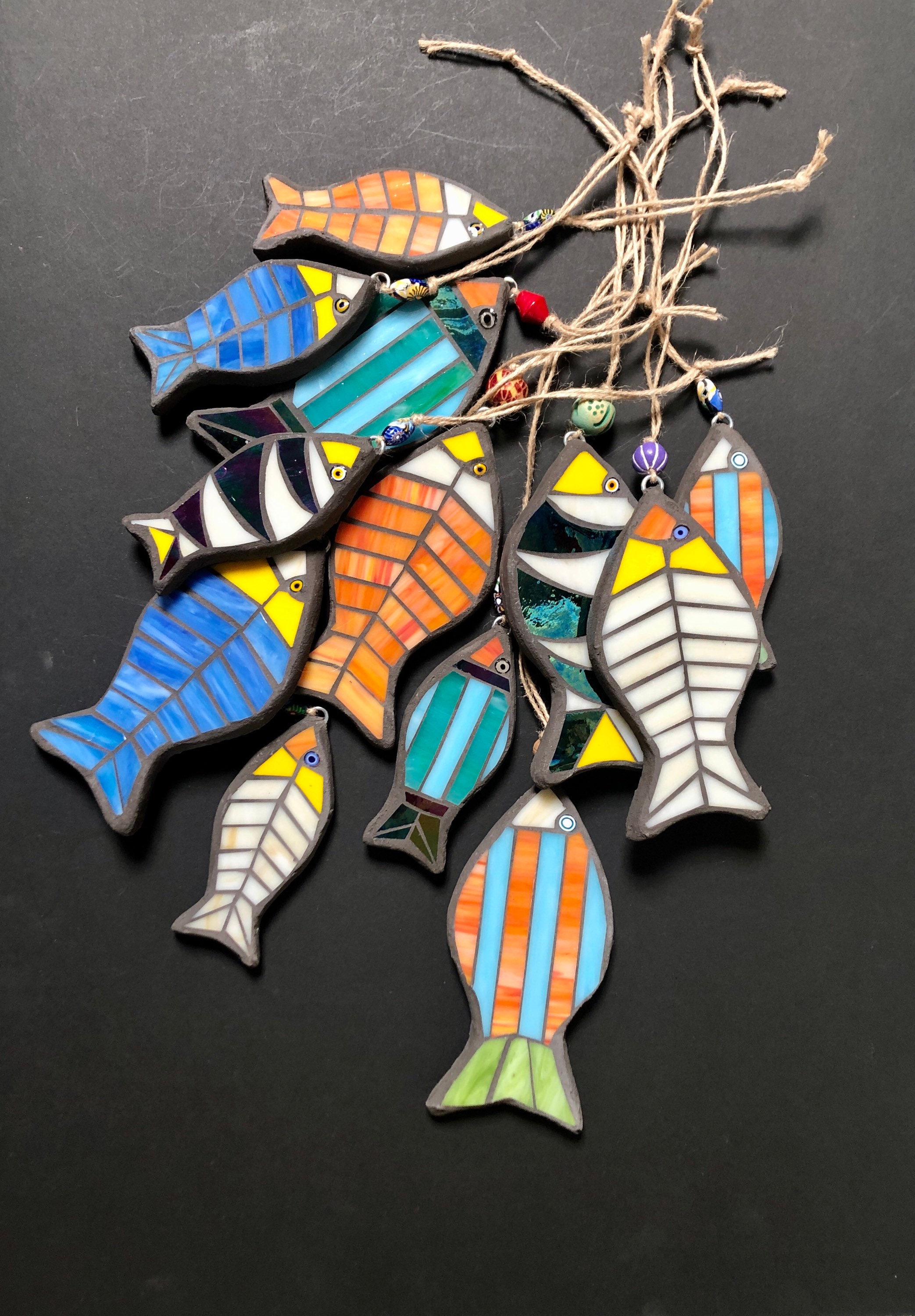Mosaic Fish Decoration Stained Glass Fish Mosaic Art Etsy UK