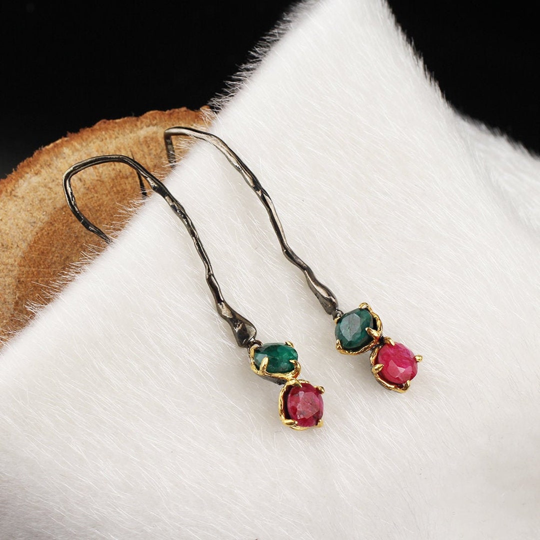 Women Earlobe Dangle & Drop Handmade 925 Silver Gold Plated - Etsy