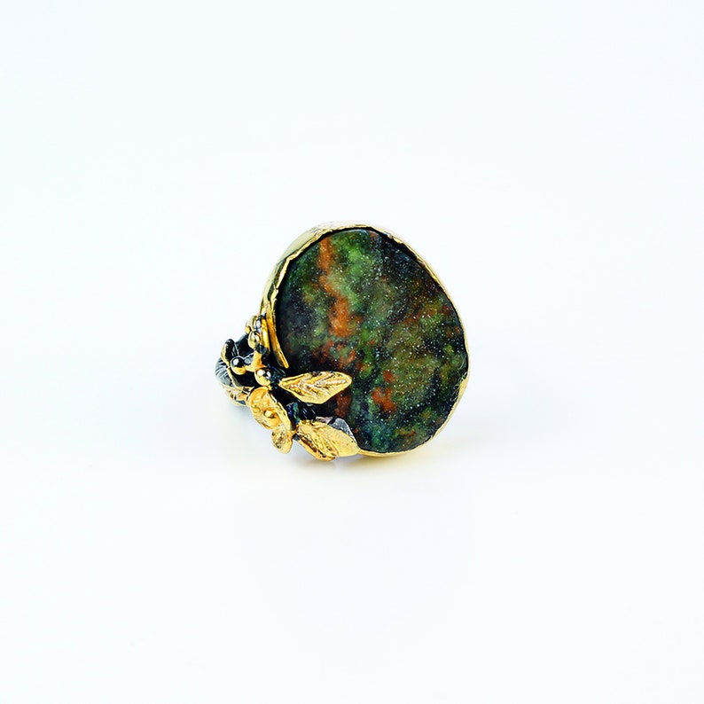 woman rings Handmade Womens Silver Raw Chrysoprase Ring Gift for her Chrysoprase Ring Silver Handmade Ring Woman 925 Chrysoprase Ring
