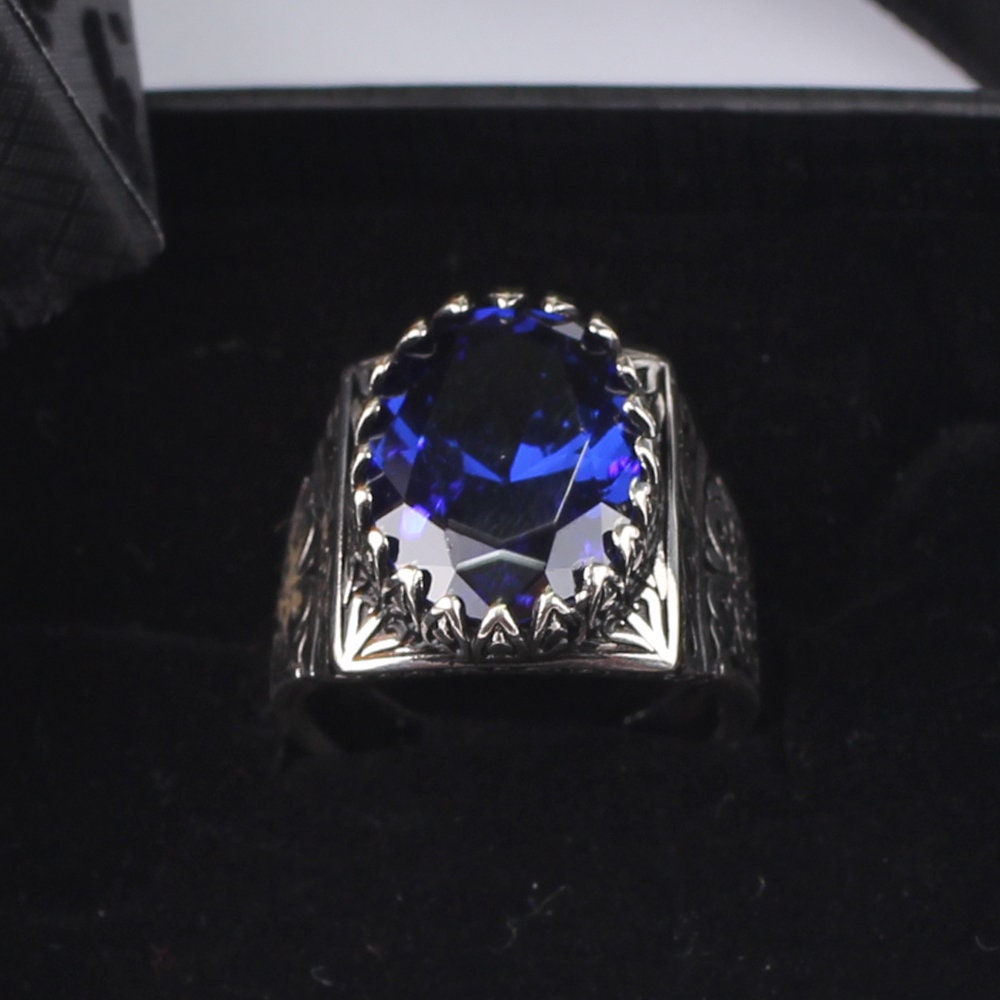 Handmade Mens Silver Tanzanite Ring925 Silver Oval Tanzanite Etsy