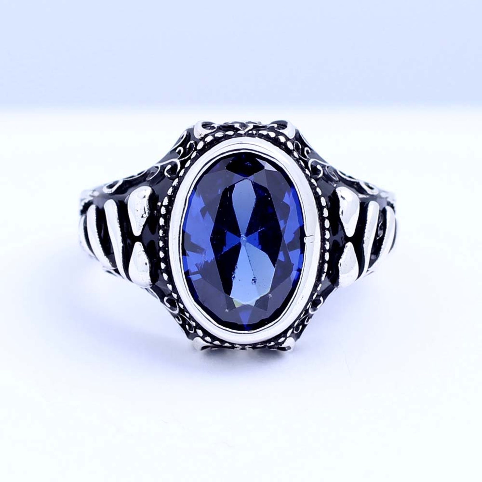 Handmade Mens Silver Tanzanite Ring925 Silver Oval Tanzanite Etsy