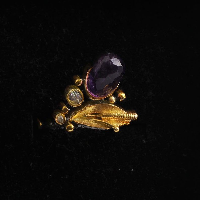 Color Changing Oval Zircon Ring for Woman Purple Zircon Gold Plated Womens Silver Ring Woman 925 Silver Zircon Handmade Ring