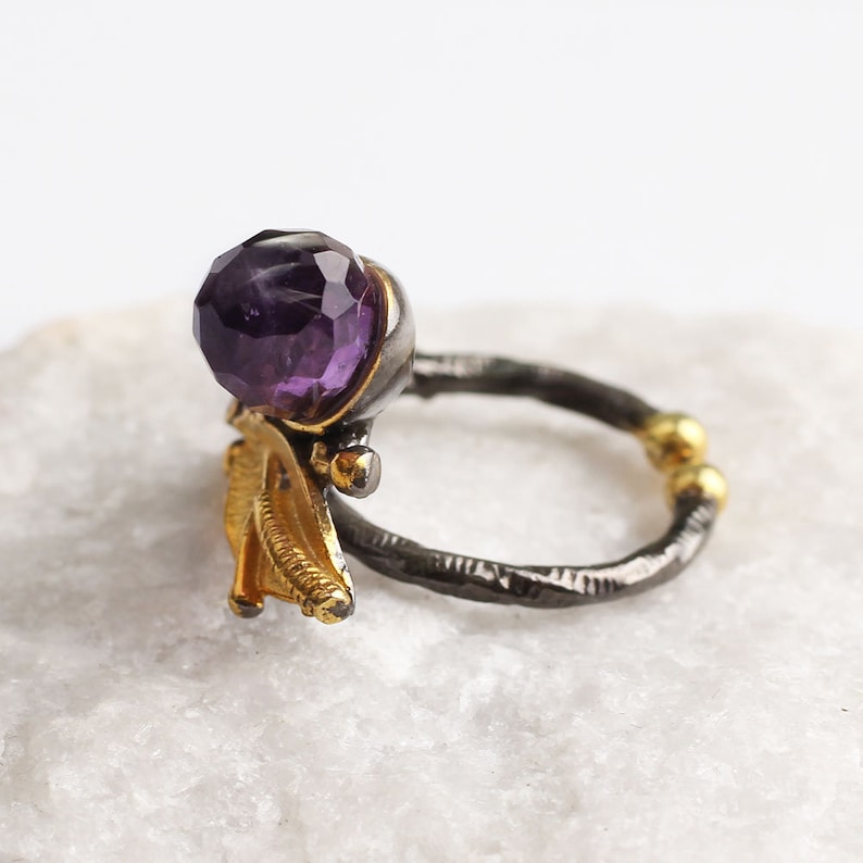 Color Changing Oval Zircon Ring for Woman Purple Zircon Gold Plated Womens Silver Ring Woman 925 Silver Zircon Handmade Ring
