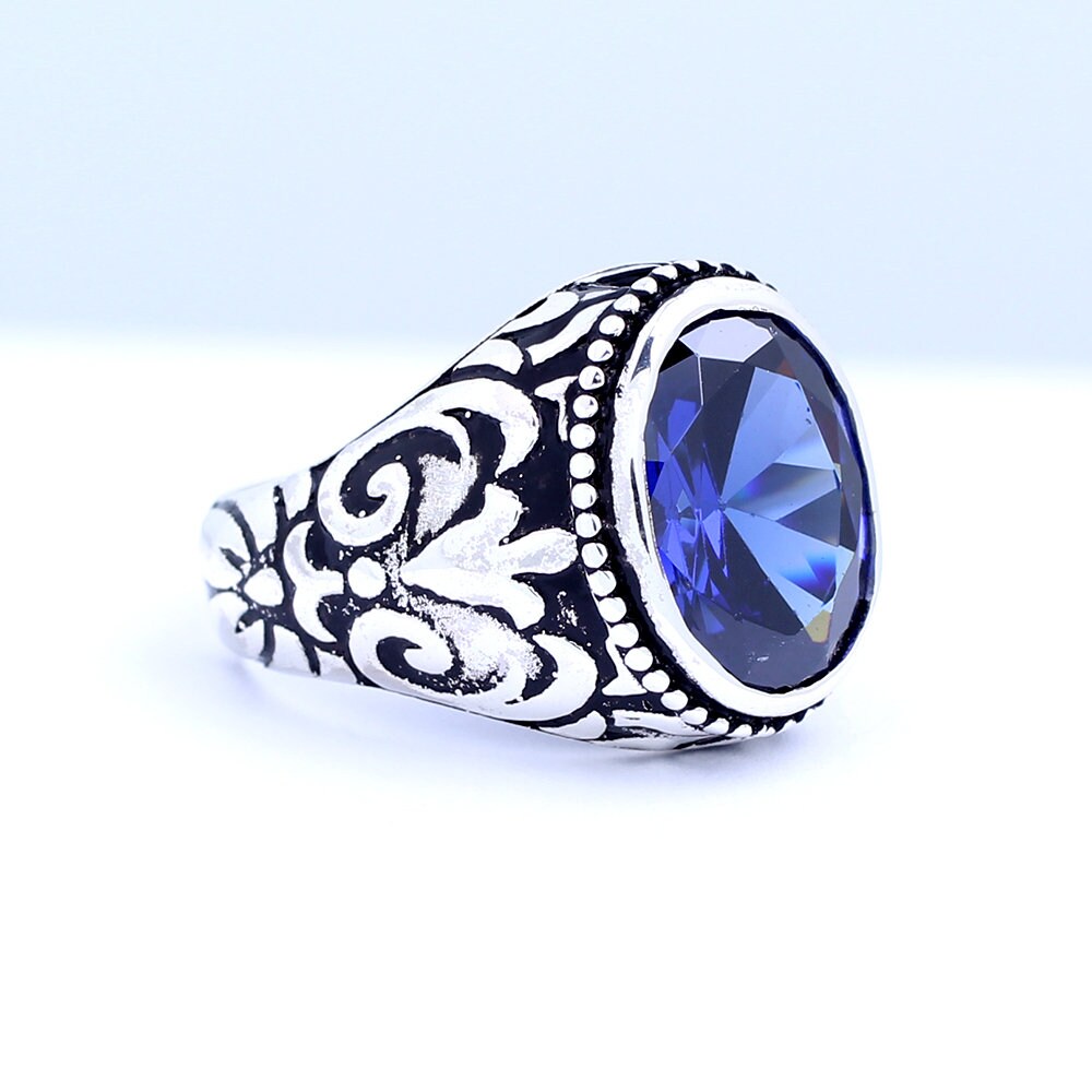 Handmade Mens Silver Tanzanite Ring925 Silver Oval Tanzanite Etsy