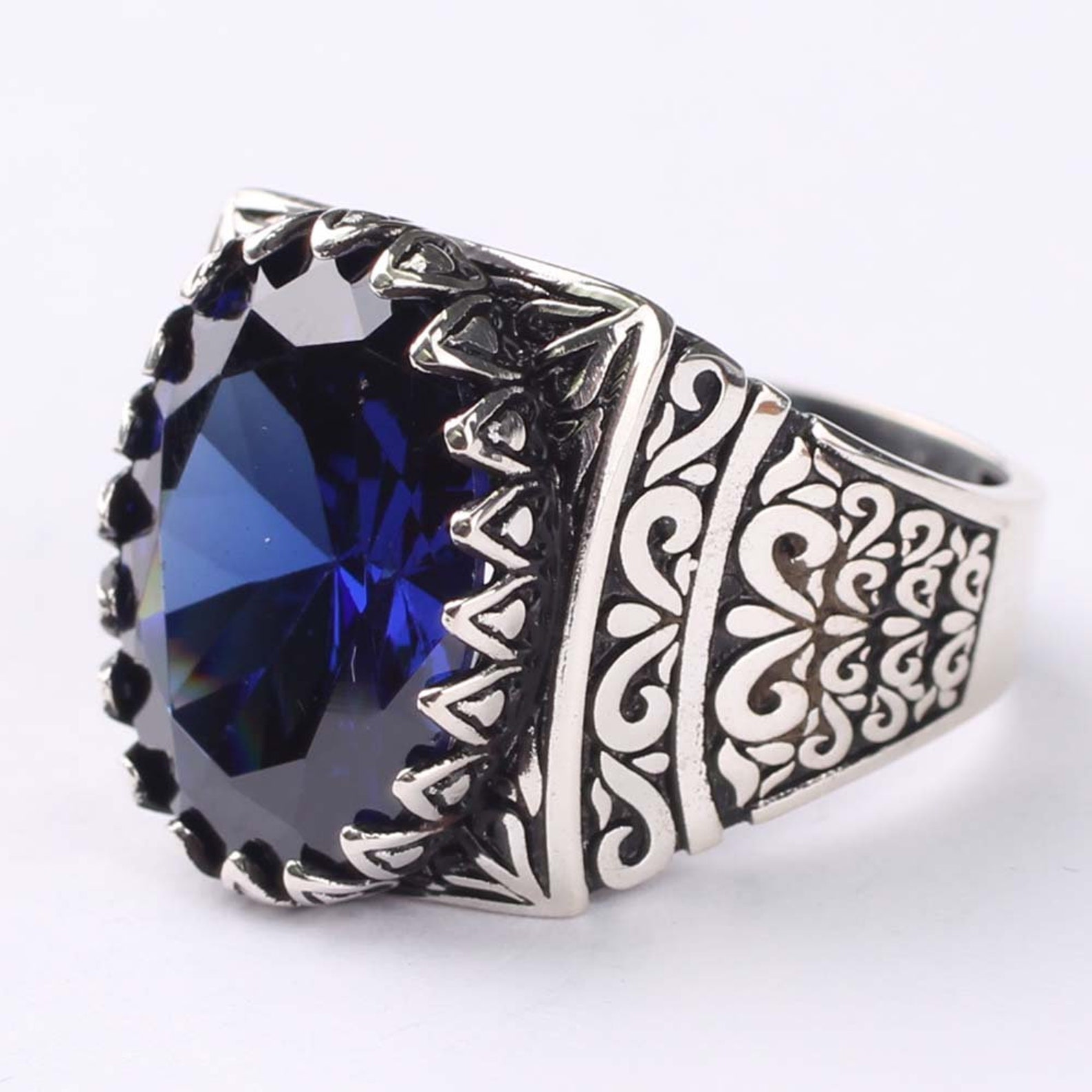Handmade Mens Silver Tanzanite Ring925 Silver Oval Tanzanite Etsy