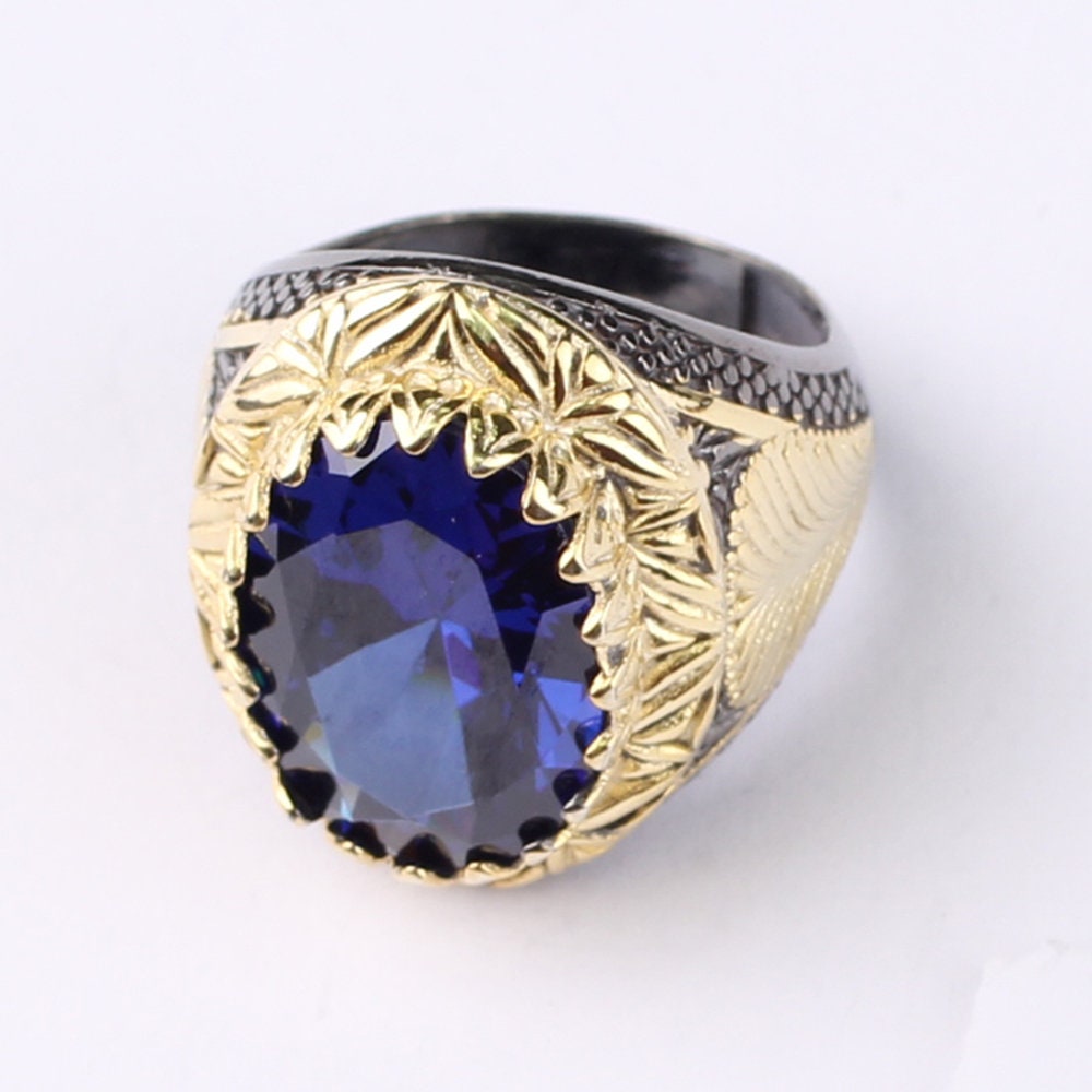 Tanzanite Ring 925 Silver Ring for Men Sterling Silver 18k Etsy