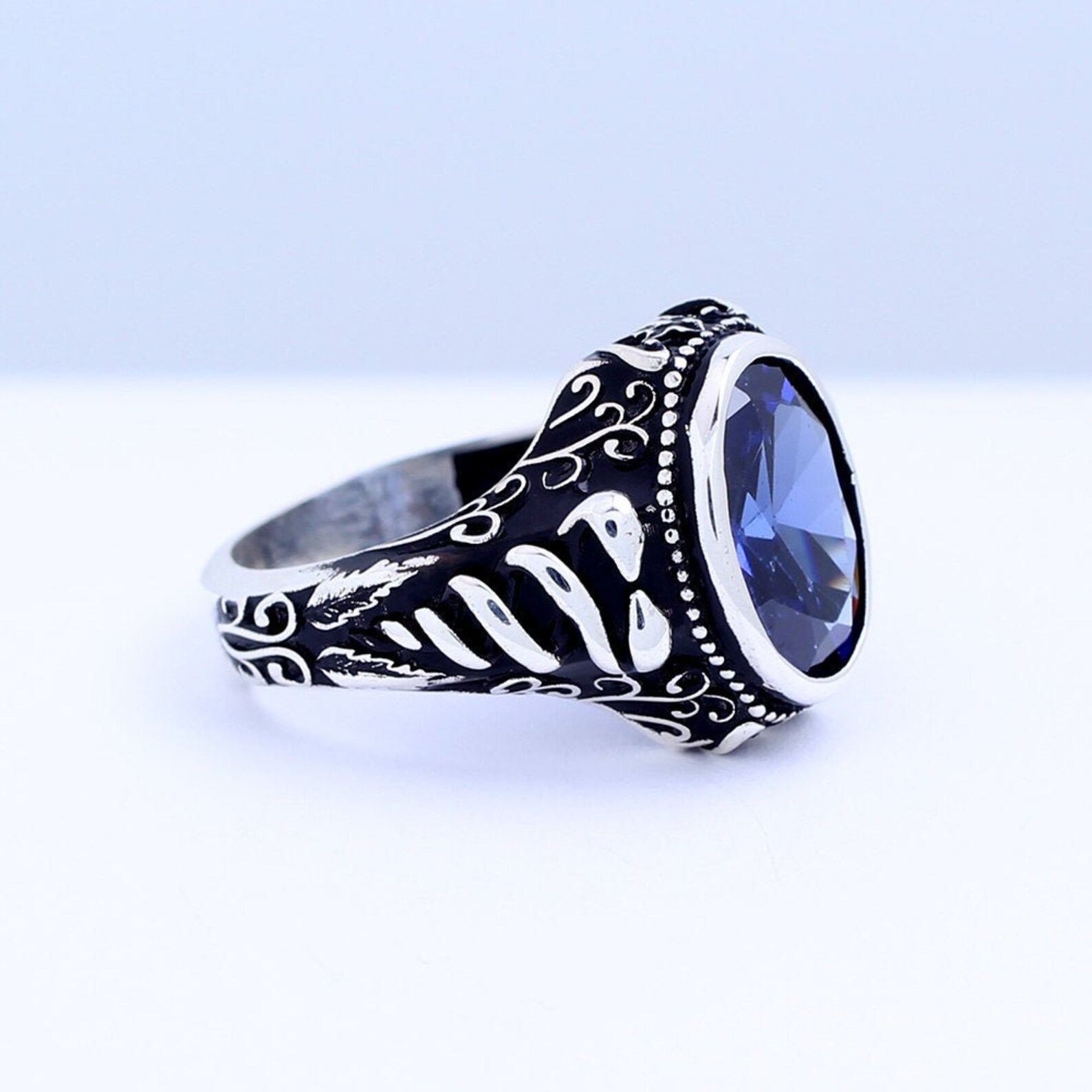 Handmade Mens Silver Tanzanite Ring925 Silver Oval Tanzanite Etsy