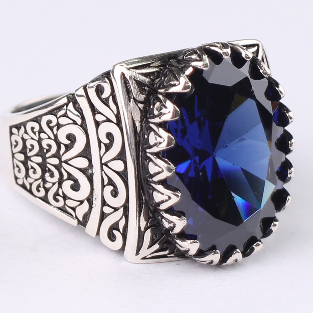 Handmade Mens Silver Tanzanite Ring925 Silver Oval Tanzanite Etsy