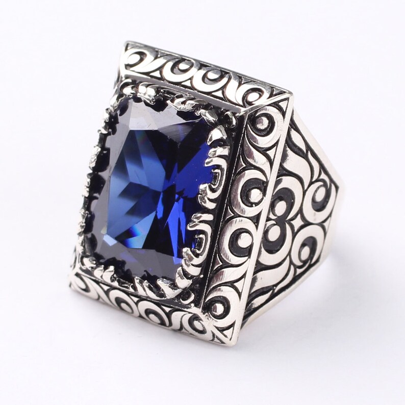 Tanzanite Mans Silver Handmade Ring Dark Blue Tanzanite 925 Etsy