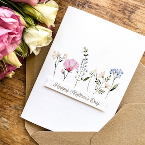 Wilde Blume personalisierte Banner Muttertag Karte A6, Karte für Mama, Karten für Nanny, Karten für Nana, Muttertag UK