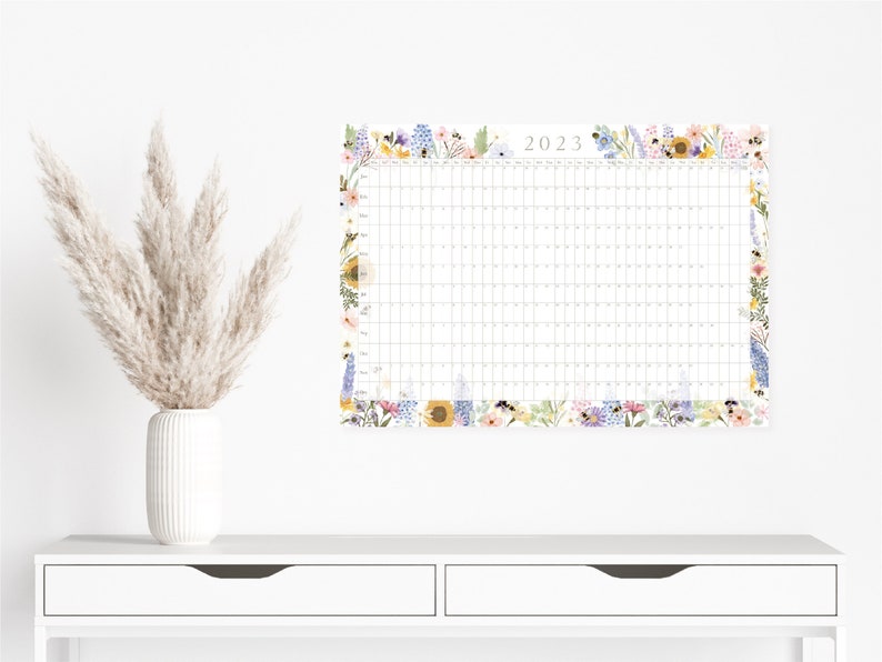 A2 2023 Wall Planner A2 Wall Calendar Floral Bee Calendar Etsy Singapore