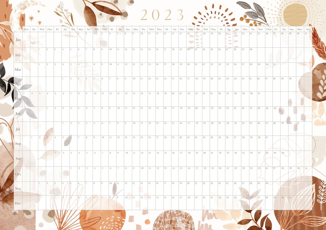 A2 2023 Wall Planner A2 Wall Calendar Boho Print Calendar Etsy UK