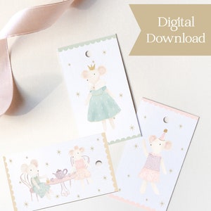 Digital Download Party Gift Tags, Royal Mouse Gift Tags image 1