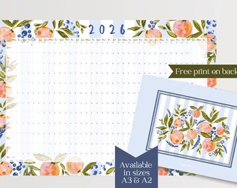 2026 Abstract Citrus Wall Planner Wall Calendar size A3/A2 with keepsake print