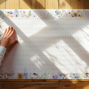 2026 Floral bee Wall planner with keepsake print in A3 or A2 image 3