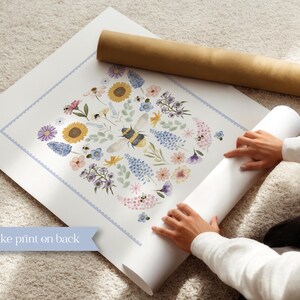 2026 Floral bee Wall planner with keepsake print in A3 or A2 image 4