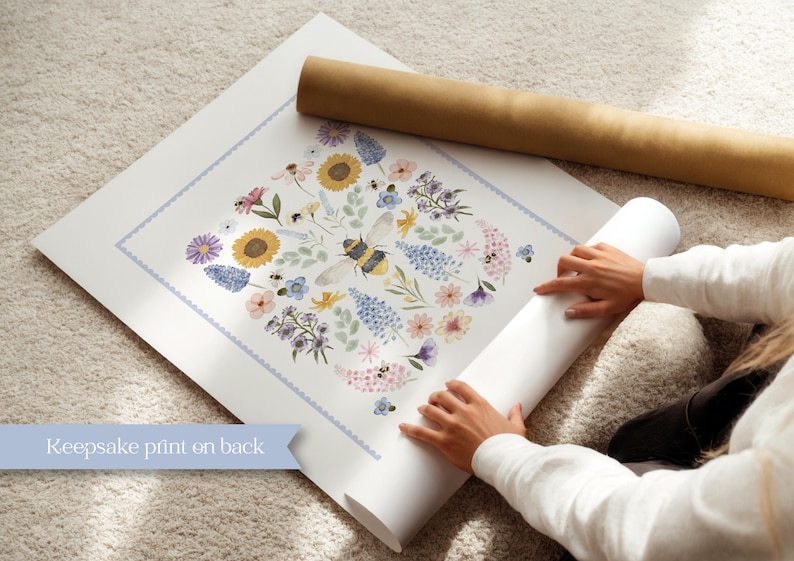 2026 Floral bee Wall planner with keepsake print in A3 or A2 image 4