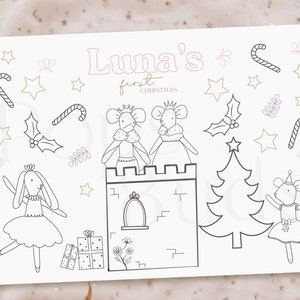 Feuille de coloriage de Noël personnalisée en téléchargement numérique La petite souris