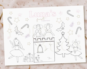 Digital Download Little Mouse Personalised Christmas Colouring SheetThe