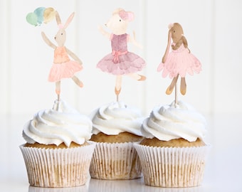 Adornos para tartas de fiesta de té de ratón y conejito, decoraciones para fiestas infantiles