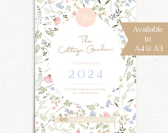 Floral Calendar with prints , 2024 Wall Calendar, Family Calendar, 2024 Family Calendar, A4 or A3 Wall Calendar, Family Planner