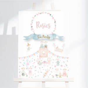 NOT DIGITAL  Little mouses tea party sign, personalised sign, party sign, A4 or A3