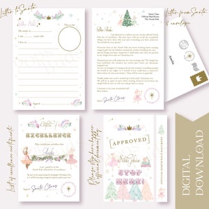 Papeterie numérique de Noël Petite souris, Lettre au Père Noël, Lettre du Père Noël, Attestation d'Excellence, Belle liste, Cintre Père Noël s'arrêter ici.