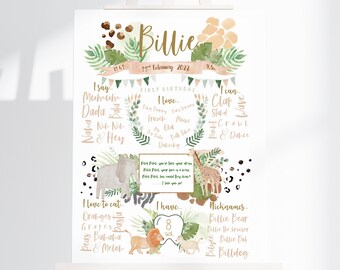 Animal Theme Milestone Board, Safari theme Milestone Board, Safari theme party sign, A4 or A3