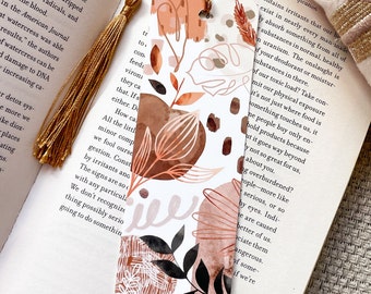 Tear Proof Boho Print Bookmark With Tassel , Watercolour Scandi Bookmark, Double sided Bookmark, Bookmark gift
