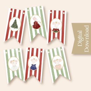 Étiquettes de cadeau de Noël Royal Mouse en téléchargement numérique, banderoles, étiquettes de Noël Royal Mouse, décorations de Noël