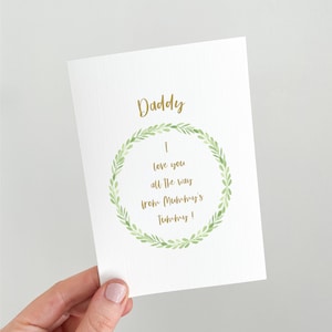 Ti amo da morire dalla pancia della mamma, Biglietti per papà, Biglietti per papà, Biglietti per uomini, San Valentino, Biglietto con ghirlanda acquerellata