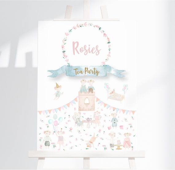 Personalized Mouse Tea Party Sign, Custom A4 A3 (Digital Download)