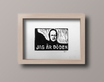 The Seventh Seal. Jag är Döden. Hand-made. Linocut print. A4 acid free paper.