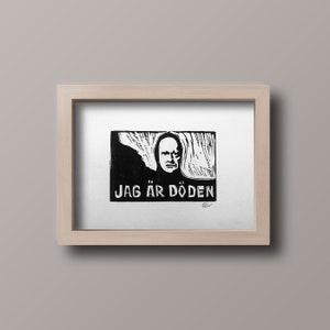 The Seventh Seal. Jag är Döden. Hand-made. Linocut print. A4 acid free paper.