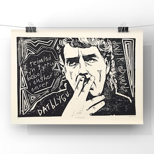 David R. Edwards. Datblygu.  Handgemaakt. Originele A4-linosnedeafdruk. Beperkt en ondertekend. Kunst.