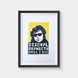 Meic Stevens. Disgwyl Rhywbeth Gwell i Ddod. Hand Made. Original A3 linocut print on Zerkall paper.