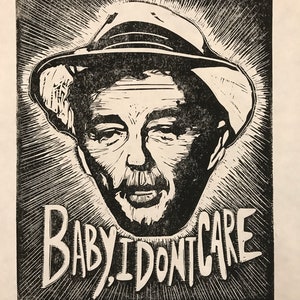 Robert Mitchum. Baby, I Don’t Care. Hand Made. Original A3. linocut print. Limited and Signed. Art.