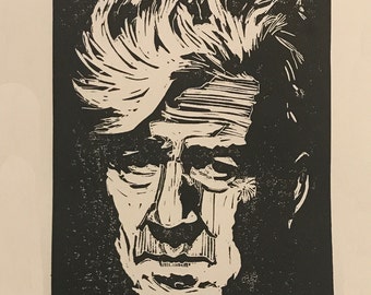 David Lynch. Negativity is the Enemy of Creativity. Twin Peaks. Hand Made. Original A4 linocut print. Limited and Signed. Art.
