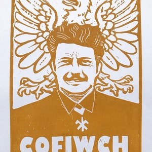 Cofiwch Cayo. Yr Eryr Wen. Cymru. Wales. A4 Handmade Linocut print.