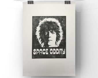 David Bowie. Space Oddity. Hand Made. Original A3 linocut print.