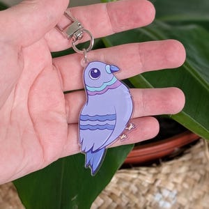 Cute Pigeon Acrylic Keyring Pigeon Art Charm Bird Lover Gift Keychain