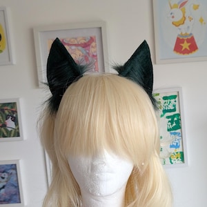 Dark Green Cat Ears Handmade Custom Kitten Costume Headband Cosplay