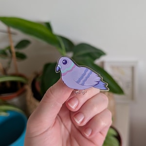 Cute Pigeon Acrylic Pin Pigeon Art Pin Bird Lover Gift