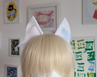 White Trans Inspired Kitten Ears Handmade Custom Cat Headband Cosplay