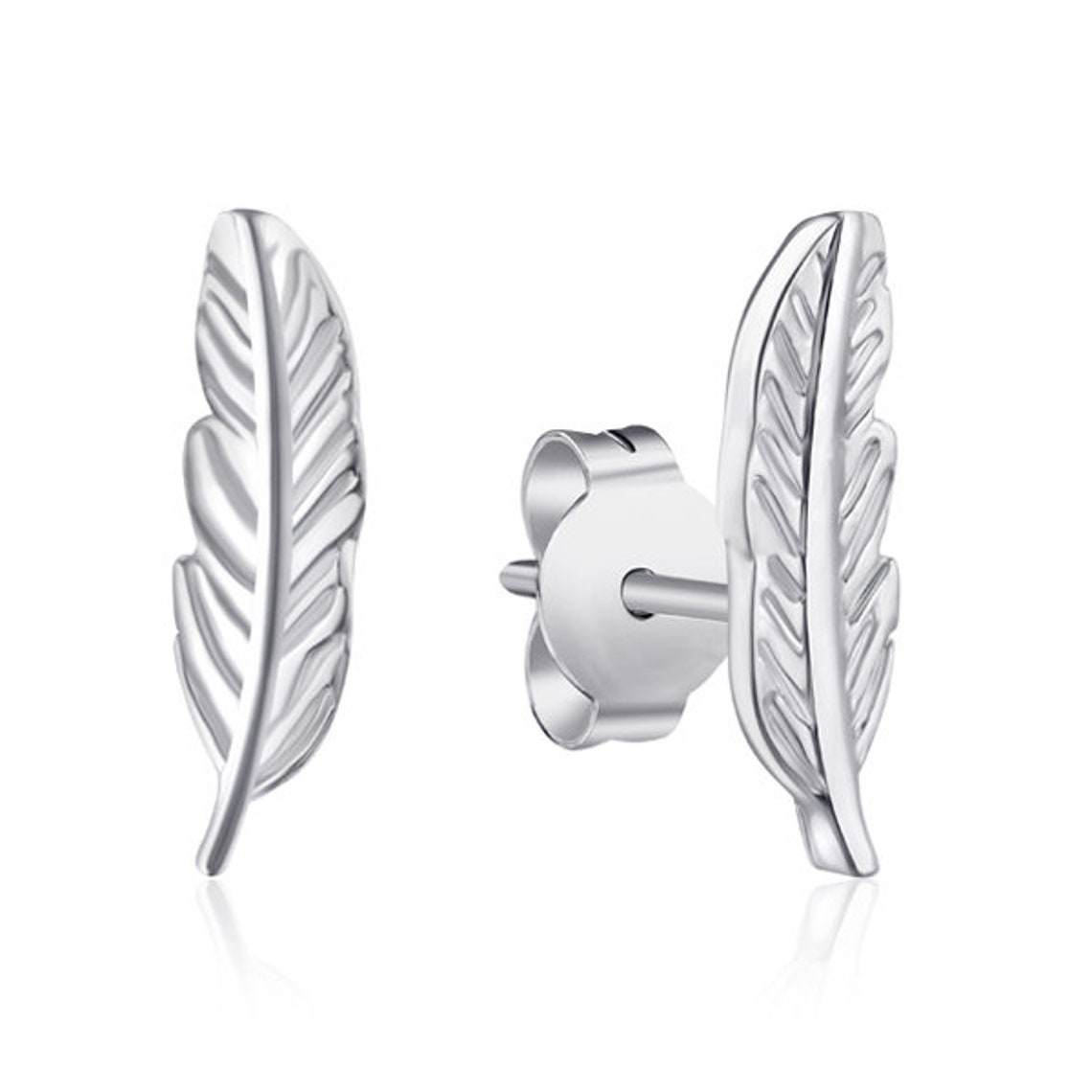 sterling silver feather stud earrings