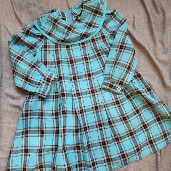 клетчатое платье для девочки, производство СССР, ретро стиль, винтаж
