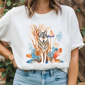 Wolf Shirt, Wolf Lover Shirt, Wolf Moon Shirt, Wolf Mountains Shirt, Camper Shirt,  Wolf Nature Shirt, Nature Camping