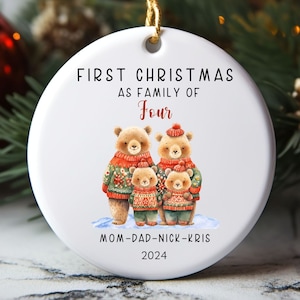 Family of four Christmas Ornament, Family of 4, Personalized Family Ornament, First Christmas Ornament family of 4 , 1st Christmas Ornament