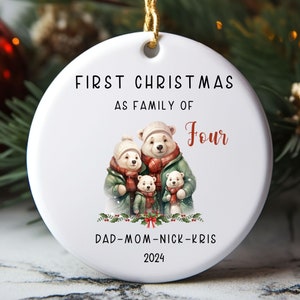 Family of four Christmas Ornament, Family of 4, Personalized Family Ornament, First Christmas Ornament family of 4 , 1st Christmas Ornament