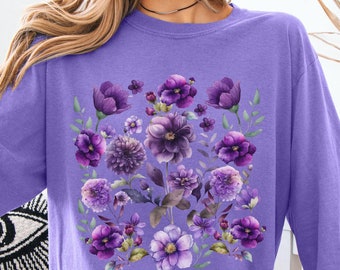 Comfort Colors® CottageCore Pressed Flowers tshirt, Boho Cottagecore Crewneck, Garden Botanical Floral Tshirt, Fairycore Wildflowers Tee